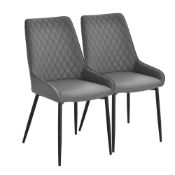 BOXED HOMCOM PU LEATHER SET OF 2 RHOMBUS TUFTED DINING CHAIRS 835-188V70GY RRP £124.99 (AS SEEN IN