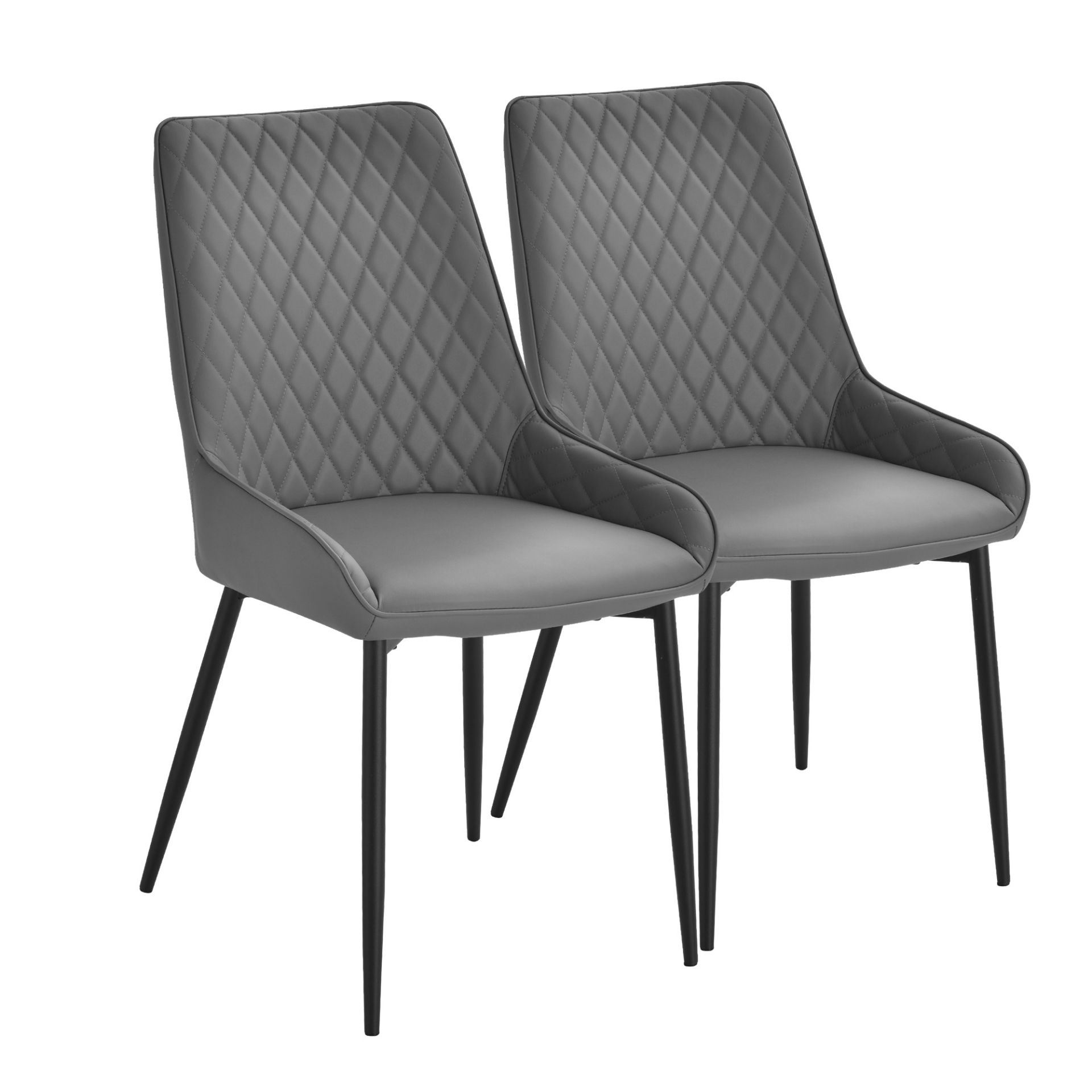 BOXED HOMCOM PU LEATHER SET OF 2 RHOMBUS TUFTED DINING CHAIRS 835-188V70GY RRP £124.99 (AS SEEN IN