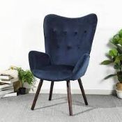 BOXED FURNITURE R KAS KD VELVET BLUE A LEISURE CHAIR BLUE RRP £197.00 (AS SEEN IN WAYFAIR)