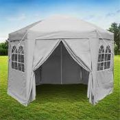 BOXED GARDEN & CAMPING HEXAGON GAZEBO 3.5M GREY EX14054 RRP £230.00 (AS SEEN IN WAYFAIR)Condition