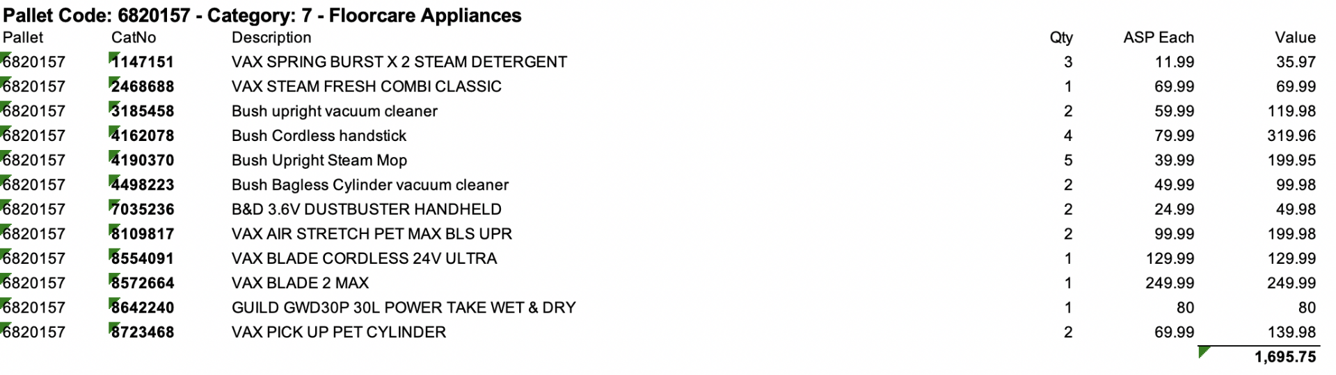 PALLET- X26 FLOORCARE APPLIANCES- TOTAL RRP-£1,695.75 - Image 3 of 3