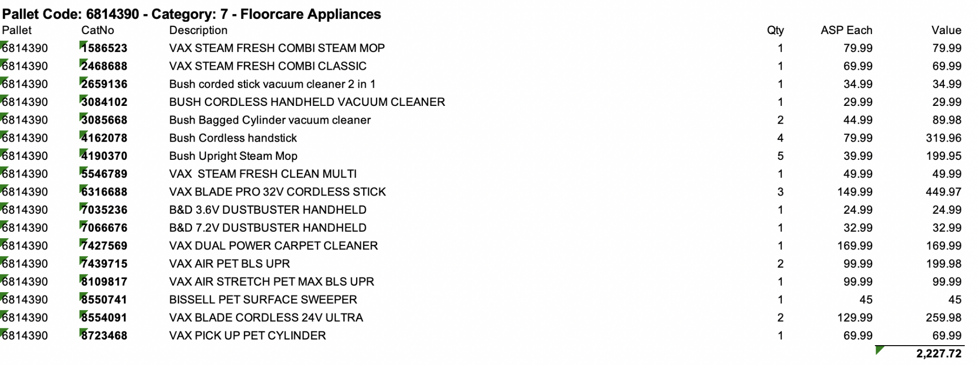 PALLET- X29 FLOORCARE APPLIANCES- TOTAL RRP-£2,227.72 - Image 3 of 3