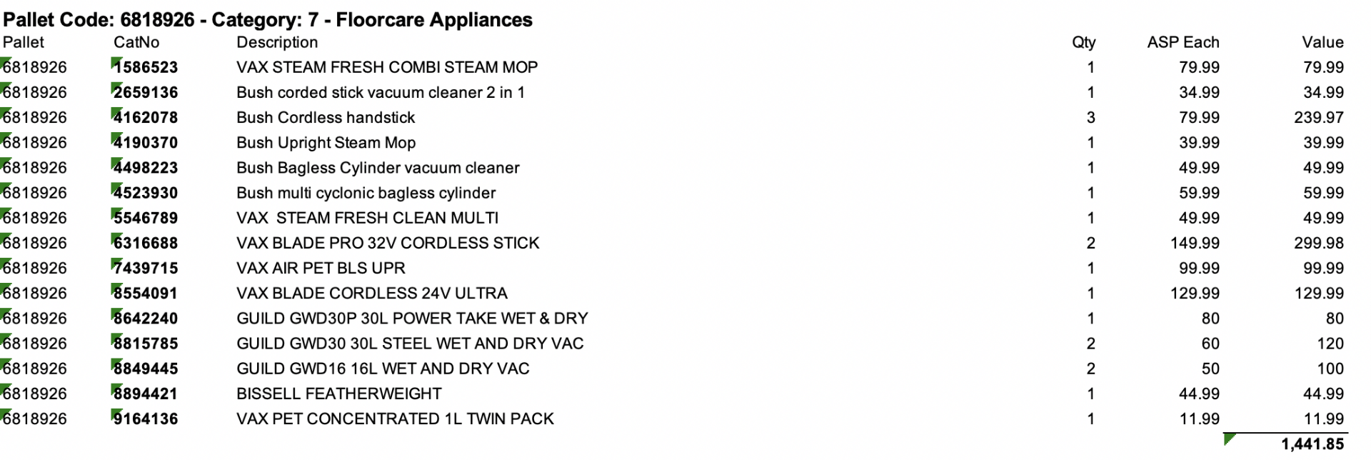 PALLET- X20 FLOORCARE APPLIANCES- TOTAL RRP-£1,441.85 - Image 3 of 3