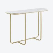 44" CURVED ENTRY TABLE - WHITE FAUX MARBLE/GOLD RRP £120Condition ReportAppraisal Available on