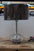 WAYFAIR LAMP WITH GREY SHADE & CLEAR GLASS BOTTOM Condition ReportAppraisal Available on Request-