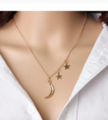 STAR & MOON GOLD TONE NECKLACECondition ReportBRAND NEW