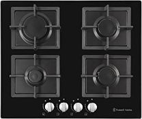 BOXED RUSSELL HOBBS 60CM WIDE GLASS GAS HOB MODEL: RH60GH402B RRP £135.00Condition ReportAppraisal
