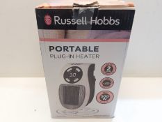 Russell Hobbs RHPH2001 500W Ceramic Plug Heater, Adjustable thermostat, 12 Hour Timer & LED Display,