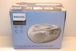 Philips AZ127 Portable CD Player with Radio, Cassette, Dynamic Bass Boost, Audio-In (3.5 mm), Silver