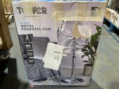 Tower T637000 Metal Pedestal Fan with 3 Speeds, Automatic Oscillation, 16â€, 50W, Chrome Â£59.