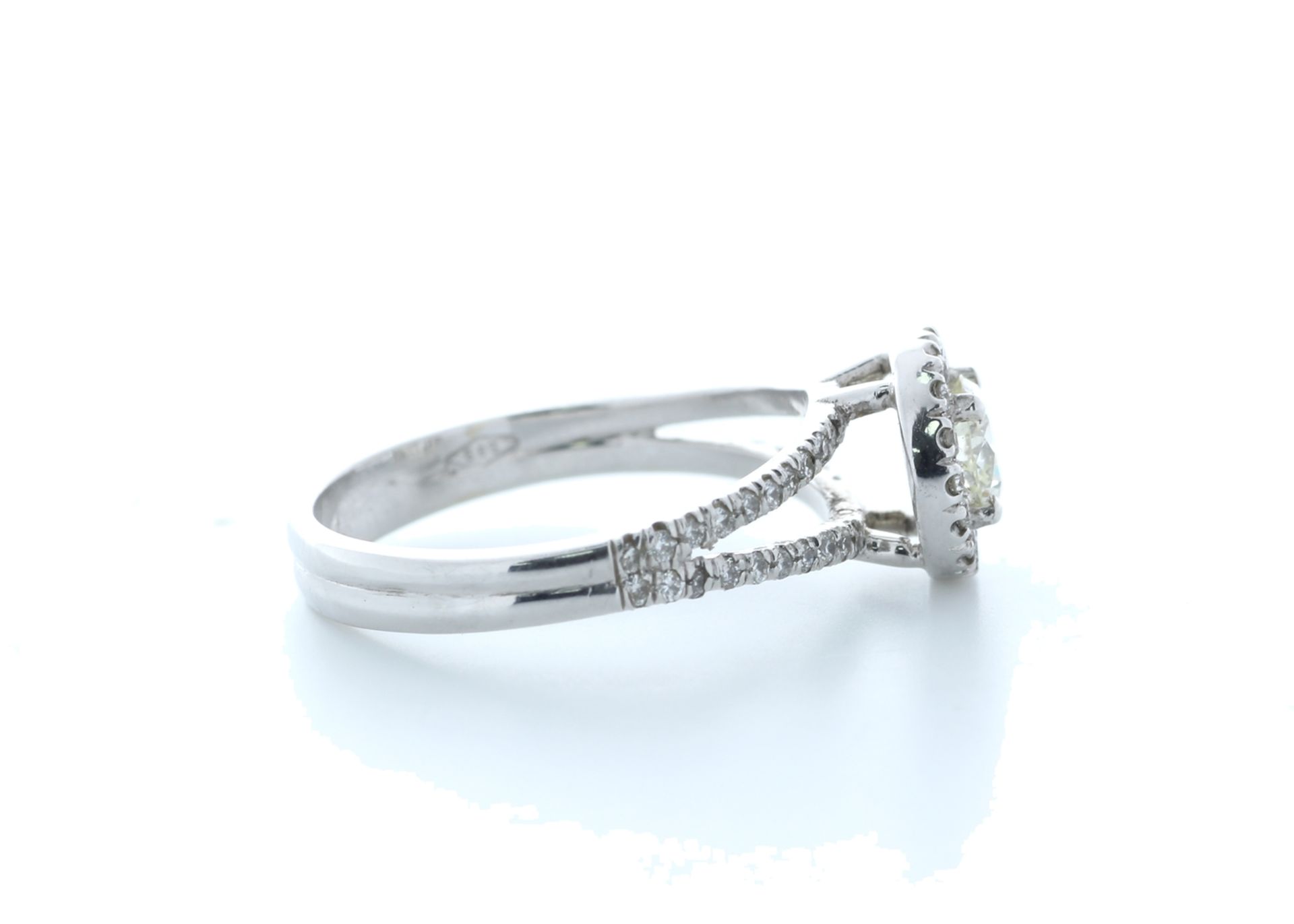18ct White Gold Single Stone With Halo Setting Ring 0.78 (0.45) Carats - Valued by IDI £4,950.00 - - Image 4 of 5