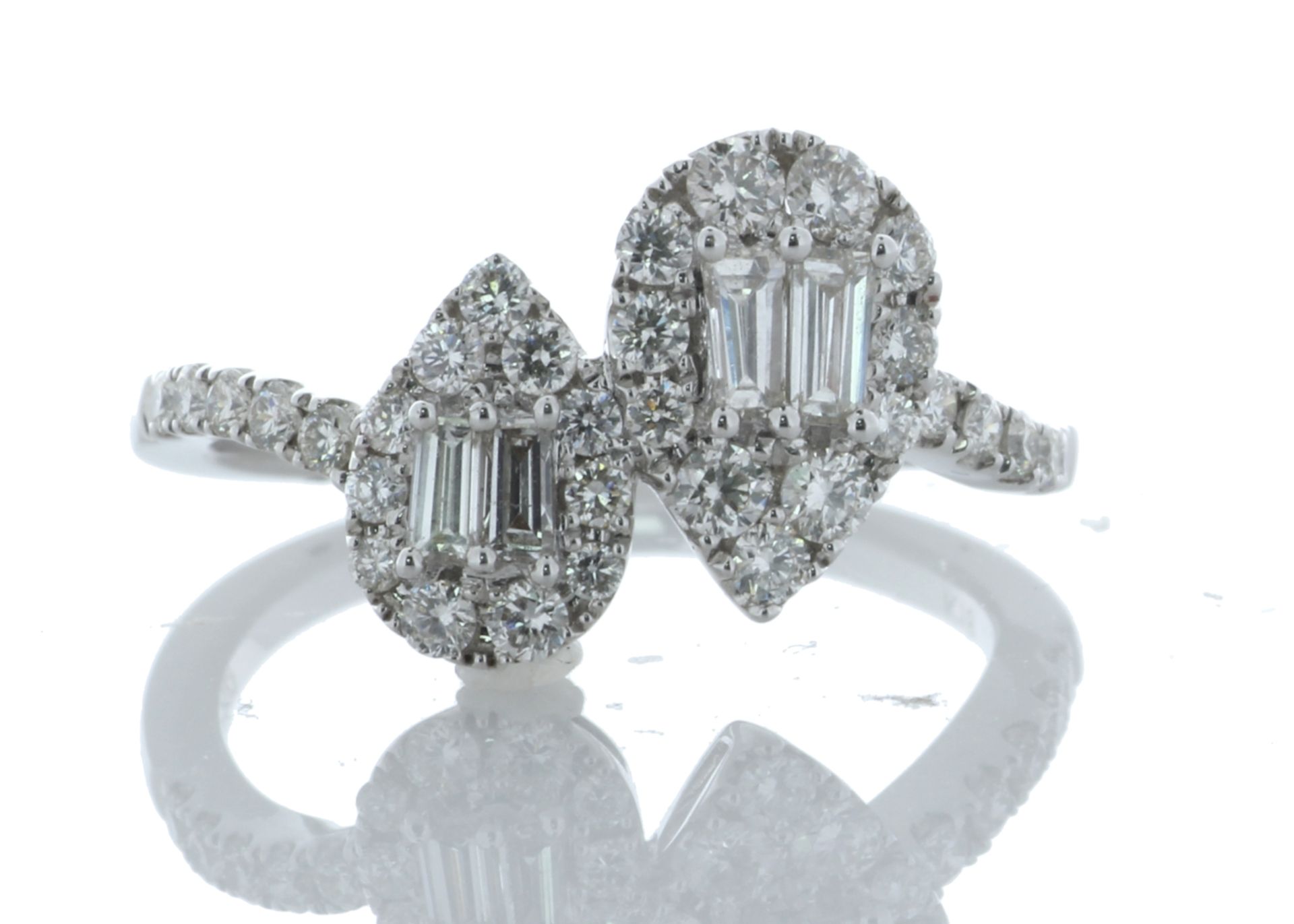 18ct White Gold Double Pear Shape Cluster Diamond Ring 0.83 Carats - Valued by IDI £4,995.00 -