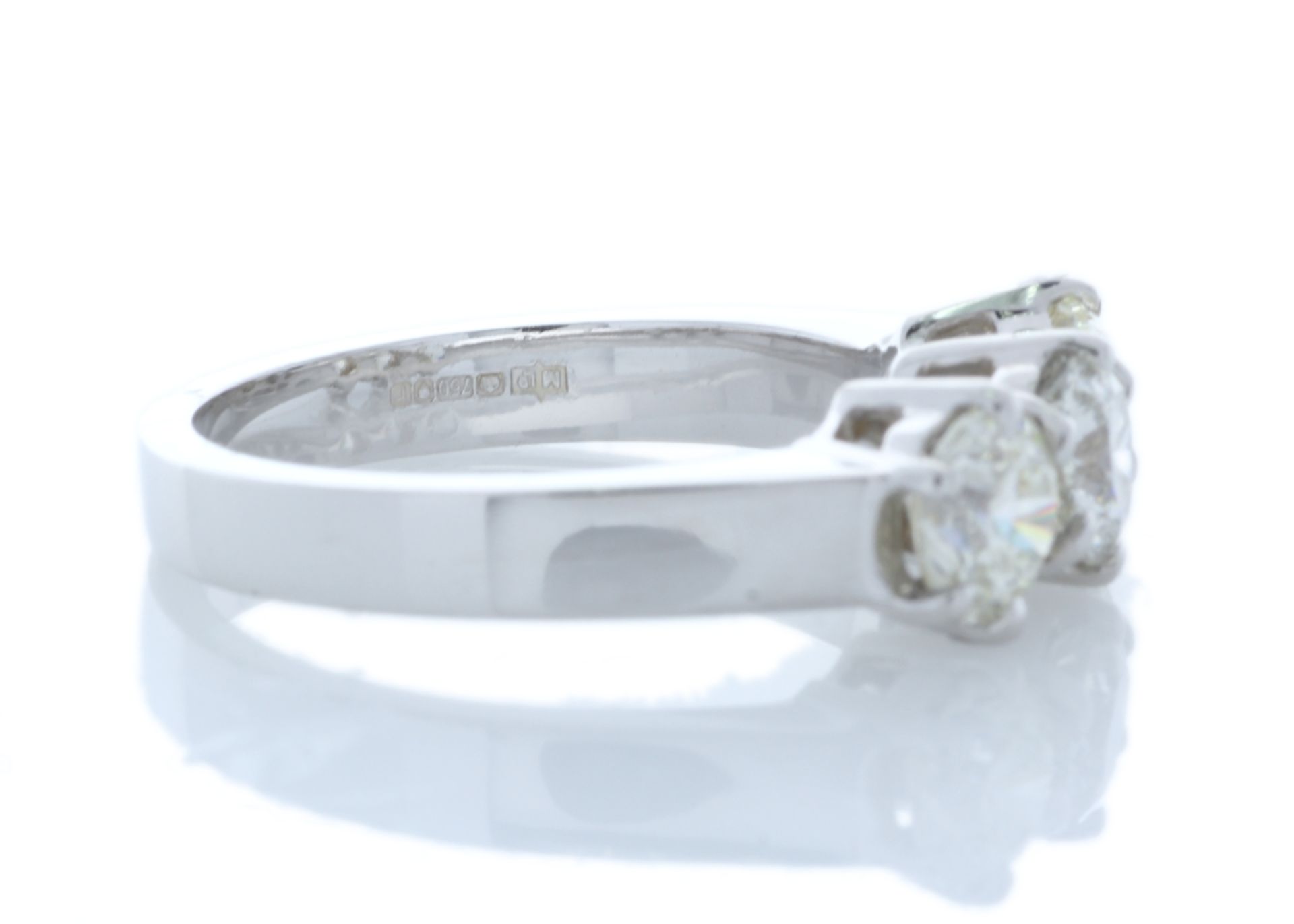 18ct White Gold Three Stone Claw Set Diamond Ring 1.52 Carats - Valued by GIE £14,595.00 - 18ct - Image 4 of 5