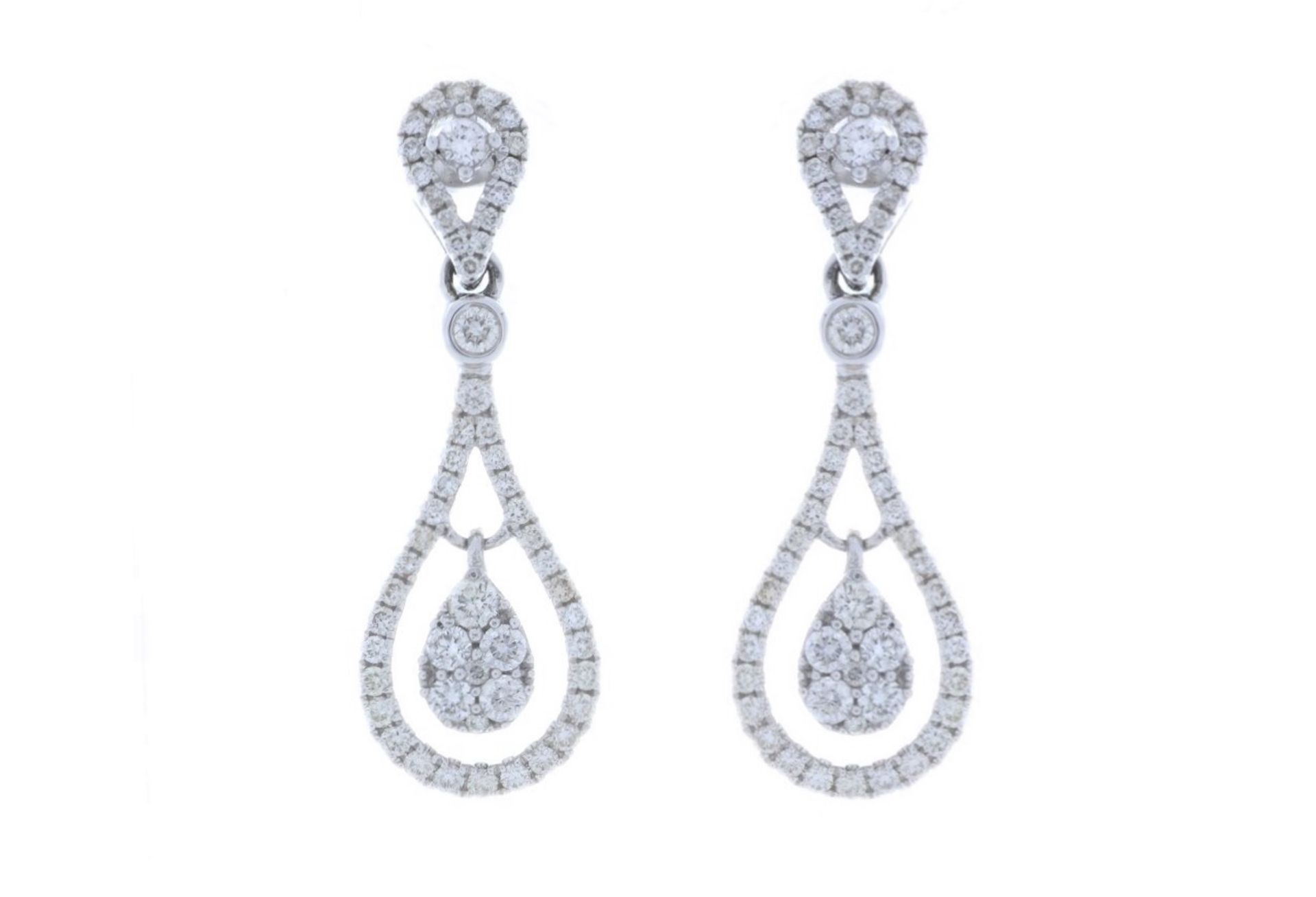 18ct White Gold Diamond Drop Earring 1.00 Carats - Valued by GIE £15,000.00 - 18ct White Gold