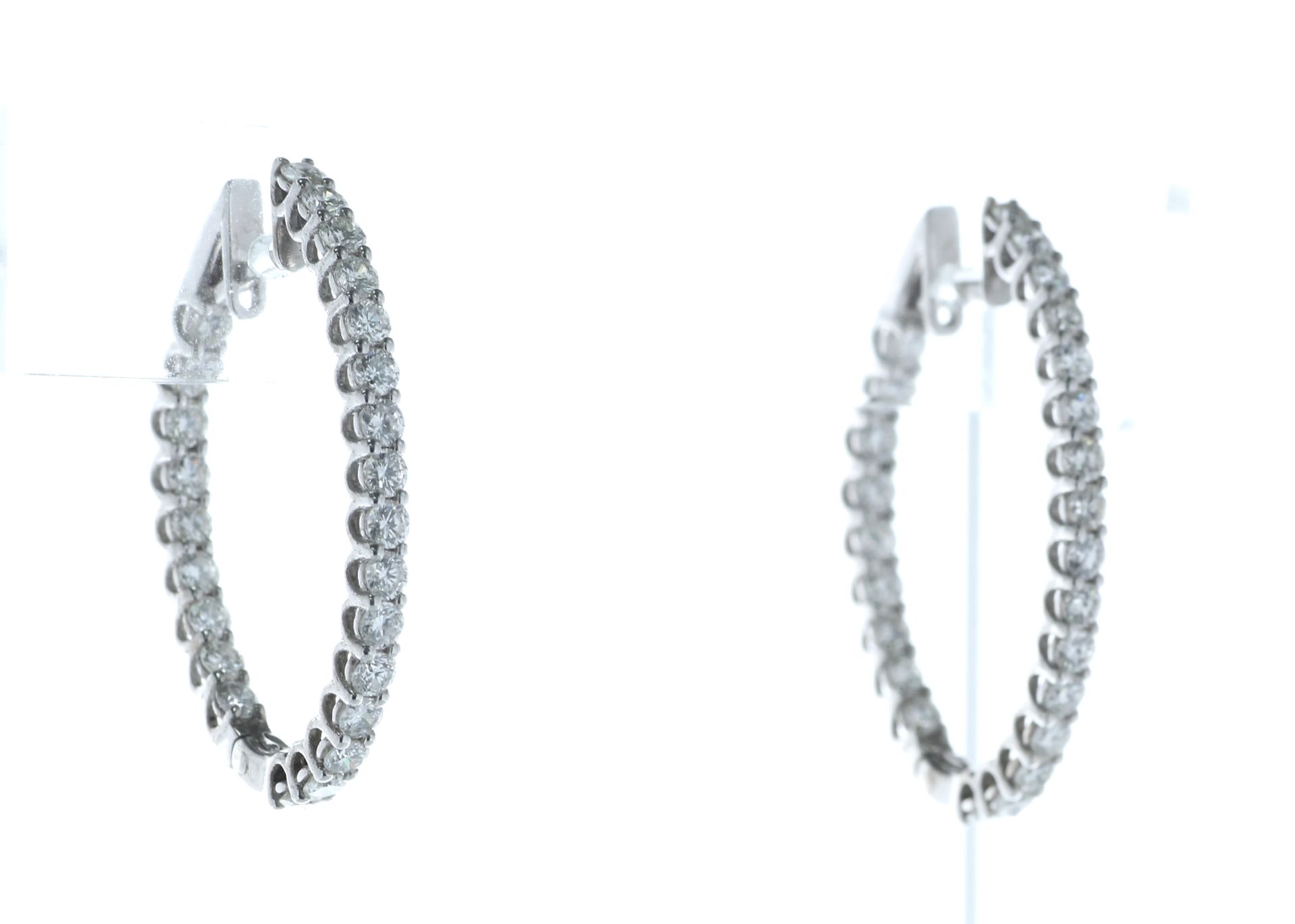 18ct White Gold Diamond Hoop Earrings 2.23 Carats - Valued by IDI £10,500.00 - 18ct White Gold - Image 2 of 4