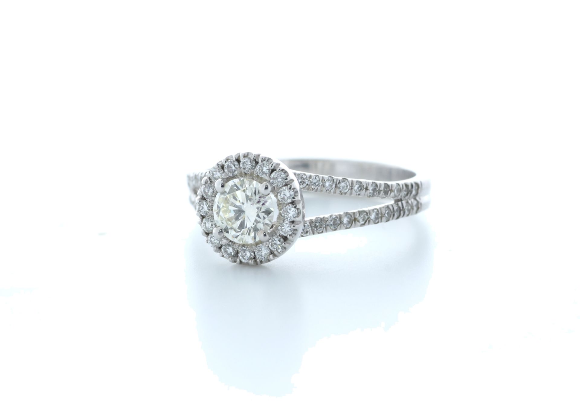 18ct White Gold Single Stone With Halo Setting Ring 0.78 (0.45) Carats - Valued by IDI £4,950.00 - - Image 2 of 5