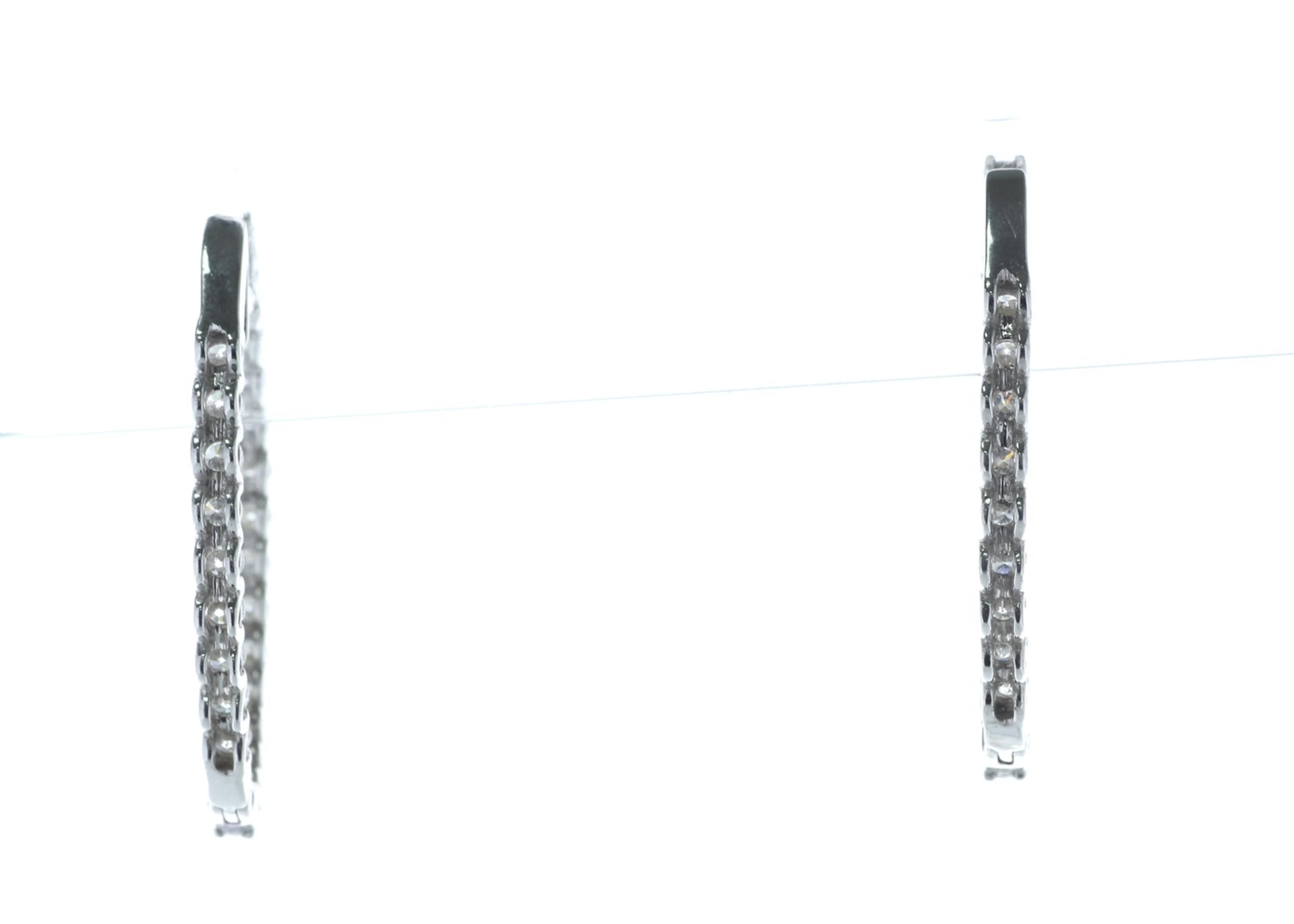 18ct White Gold Diamond Hoop Earrings 2.23 Carats - Valued by IDI £10,500.00 - 18ct White Gold - Image 3 of 4