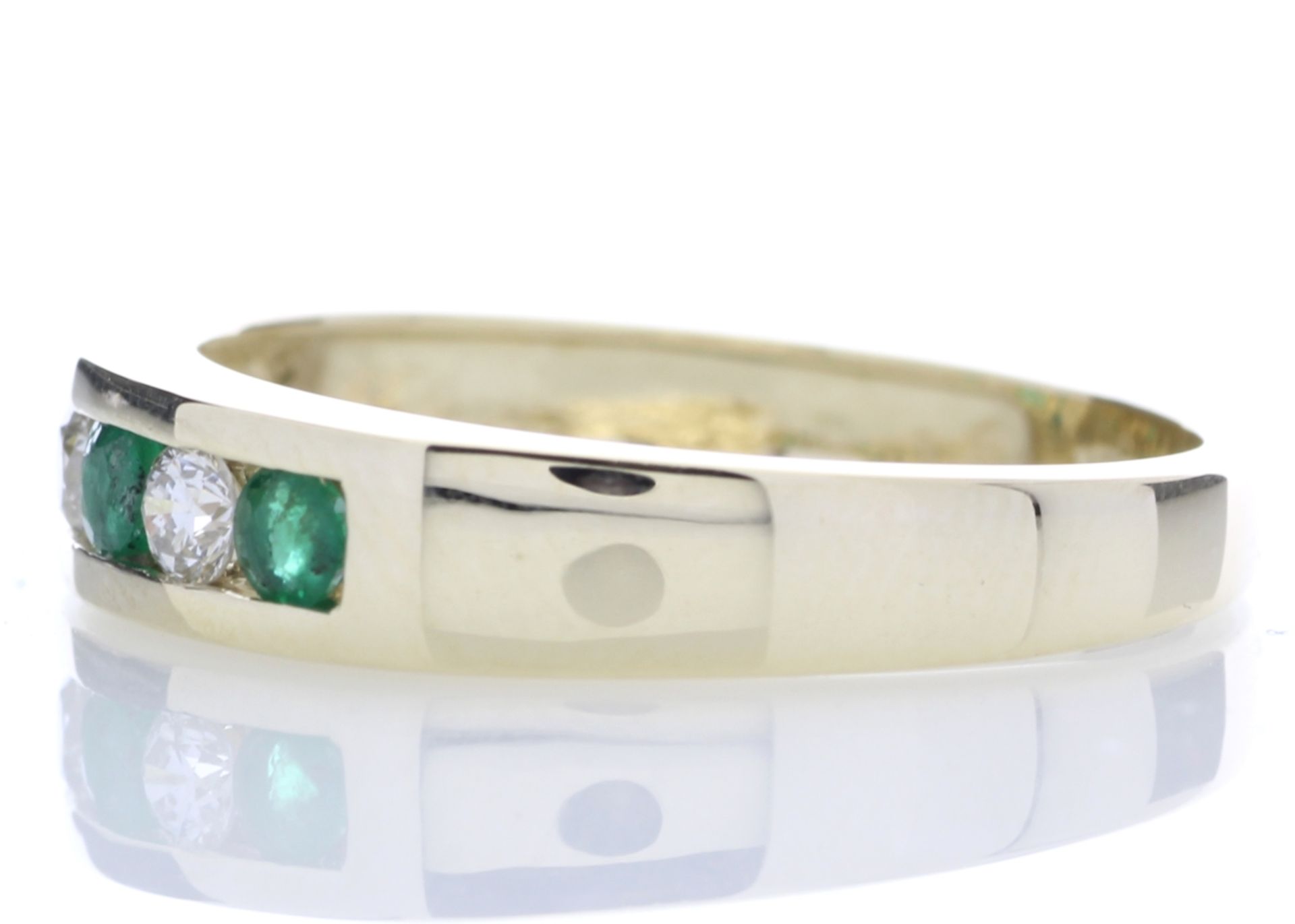 9ct Yellow Gold Channel Set Semi Eternity Diamond And Emerald Ring 0.25 Carats - Valued by IDI £1, - Image 3 of 5