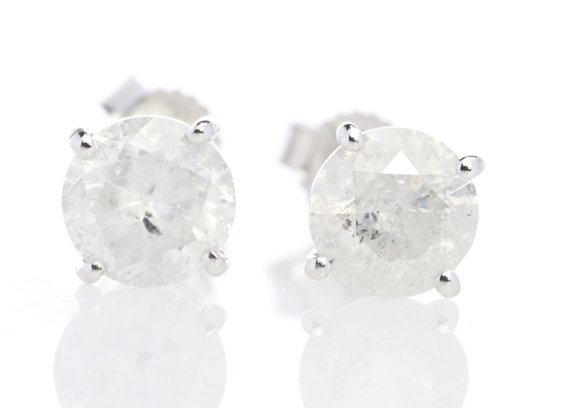 9ct White Gold Single Stone Prong Set Diamond Earring 2.01 Carats - Valued by GIE £19,750.00 - Two - Image 2 of 3