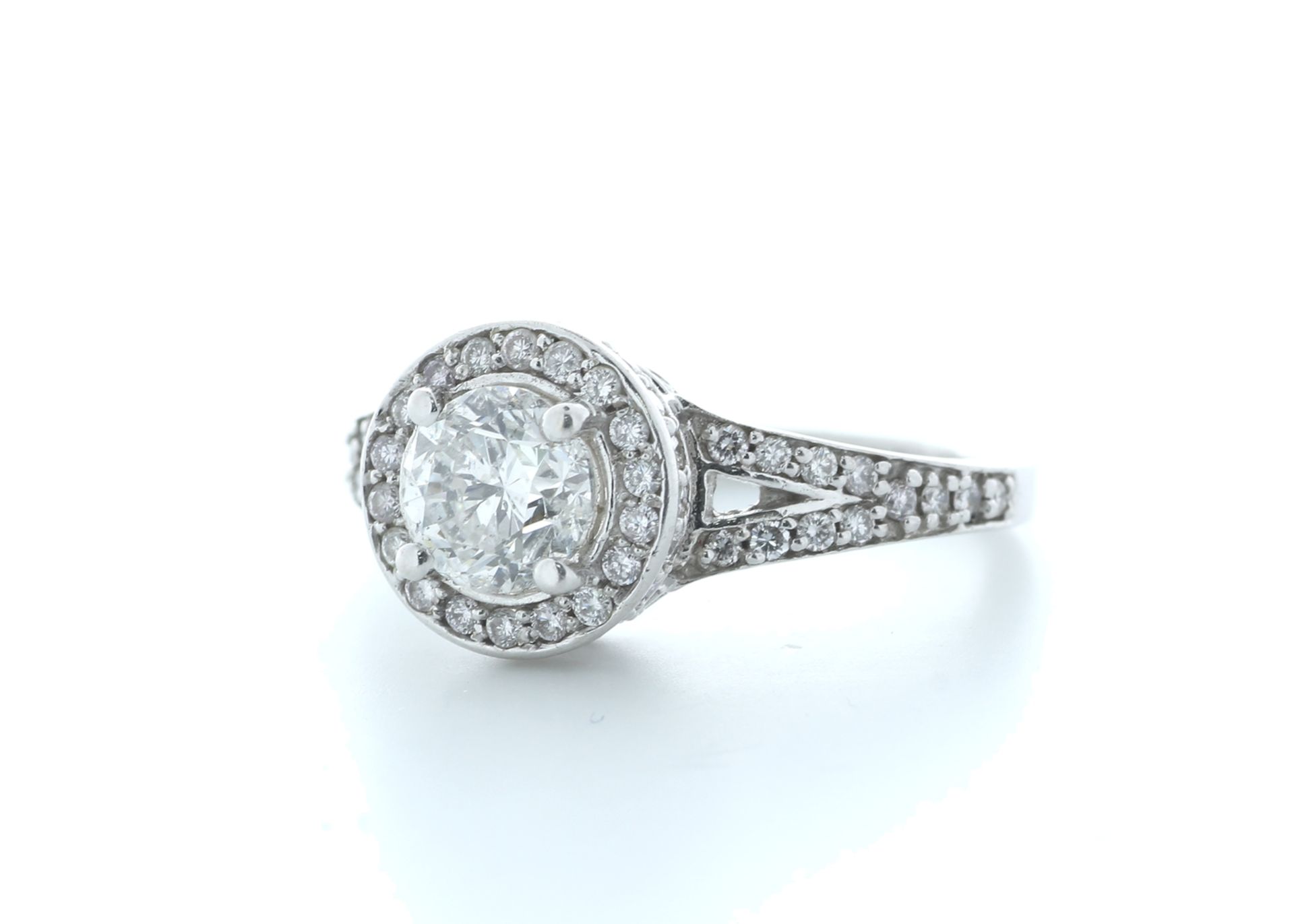 18ct White Gold Single Stone With Halo Setting Ring 1.64 (1.01) Carats - Valued by IDI £16,000. - Image 2 of 5