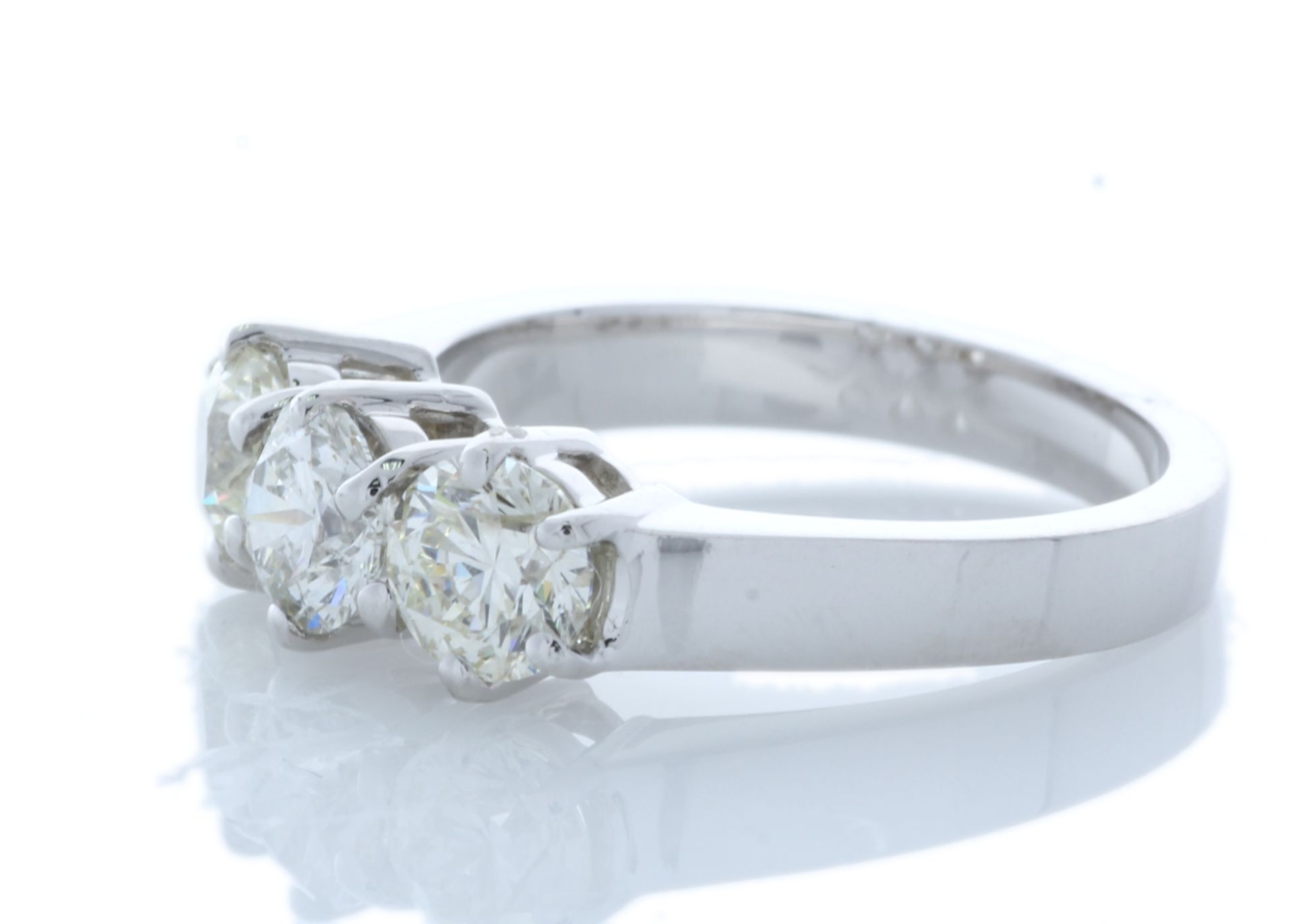 18ct White Gold Three Stone Claw Set Diamond Ring 1.52 Carats - Valued by GIE £14,595.00 - 18ct - Image 2 of 5