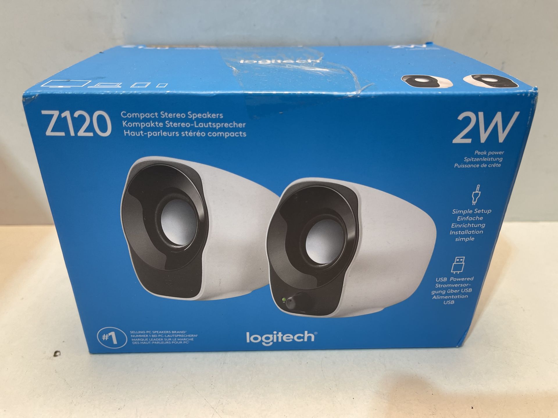 Logitech Z120 Compact PC Stereo Speakers, 3.5mm Audio Input, USB Powered, Integrated Controls, Cable