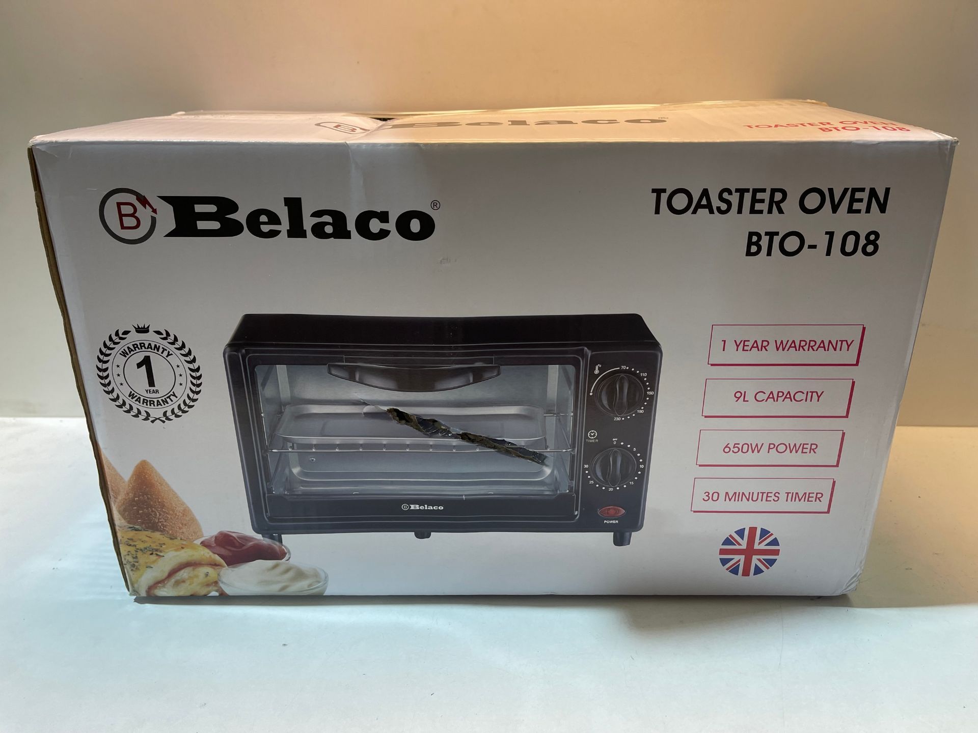 Belaco Mini 9L Toaster Oven Tabletop Cooking Baking Portable Oven 650w 100-250Â° Stainless Steel
