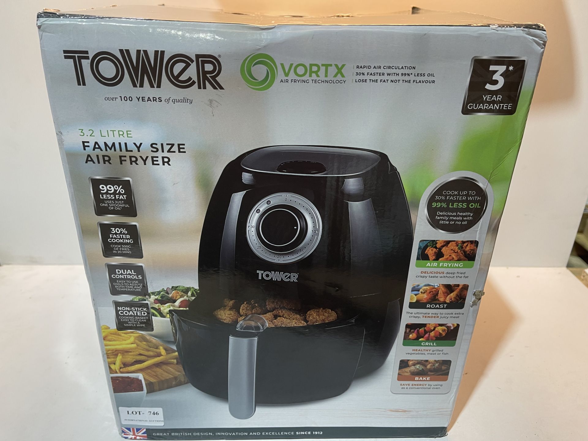 Tower T17005 Health Manual Air Fryer Oven with Rapid Air Circulation and 30 Min Timer, 3.2 Litre,