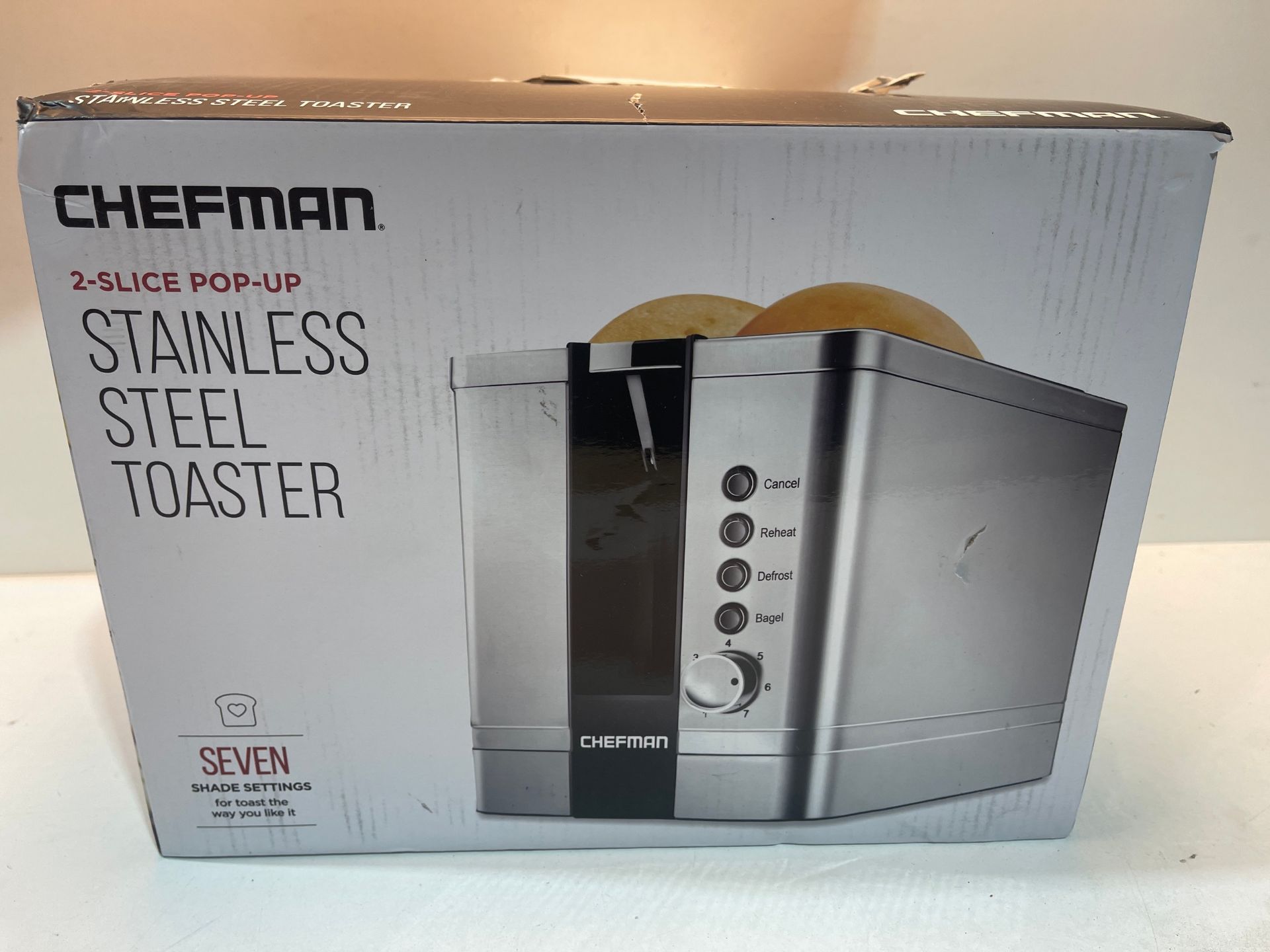 Chefman 2-slice, Pop-up, Stainless Steel Toaster w, 7 Shade Settings, Extra-Wide Slots for - Image 2 of 2