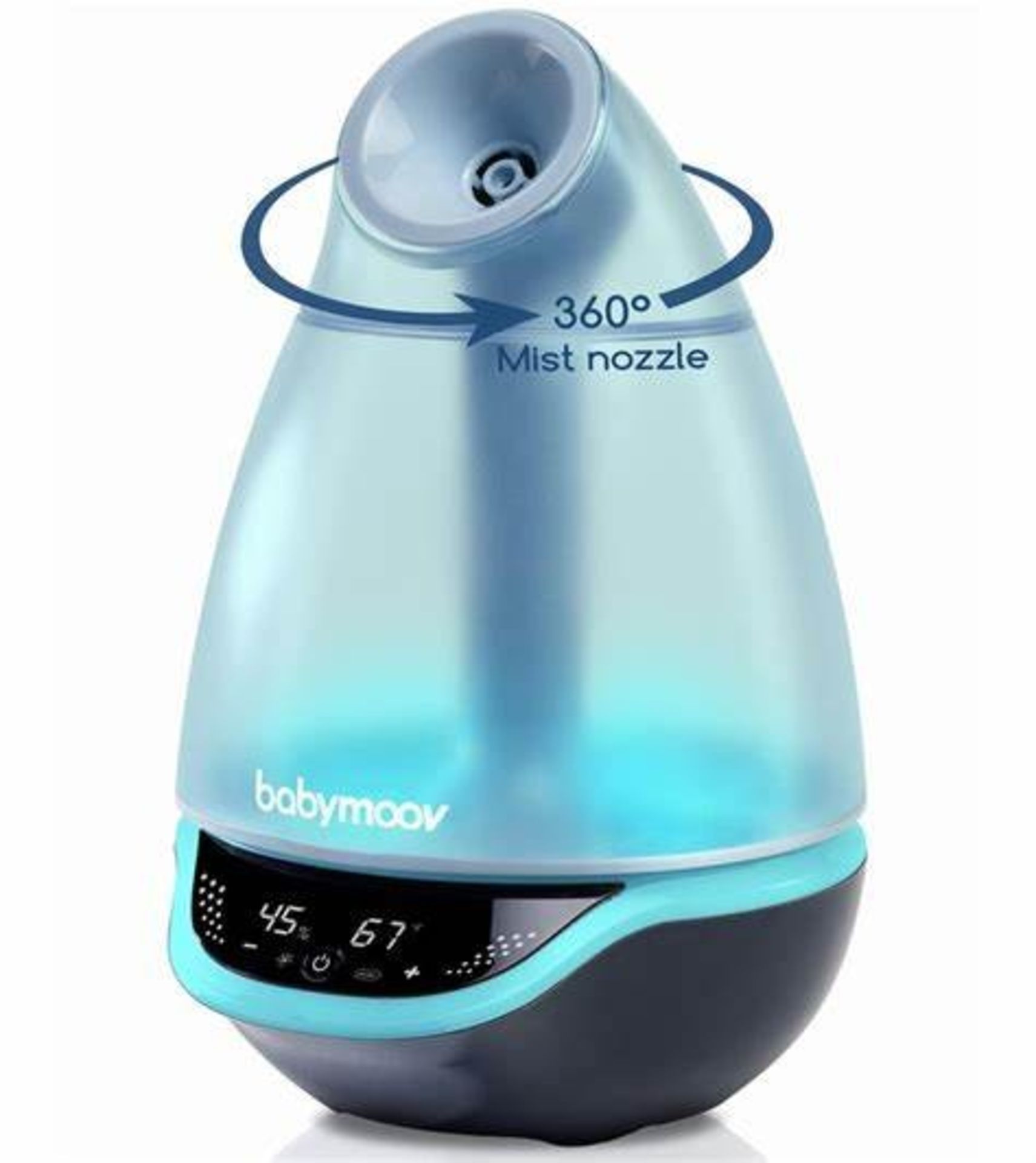 Babymoov Hygro Plus, digital humidifier with night light (7 colors), automatic humidity control,