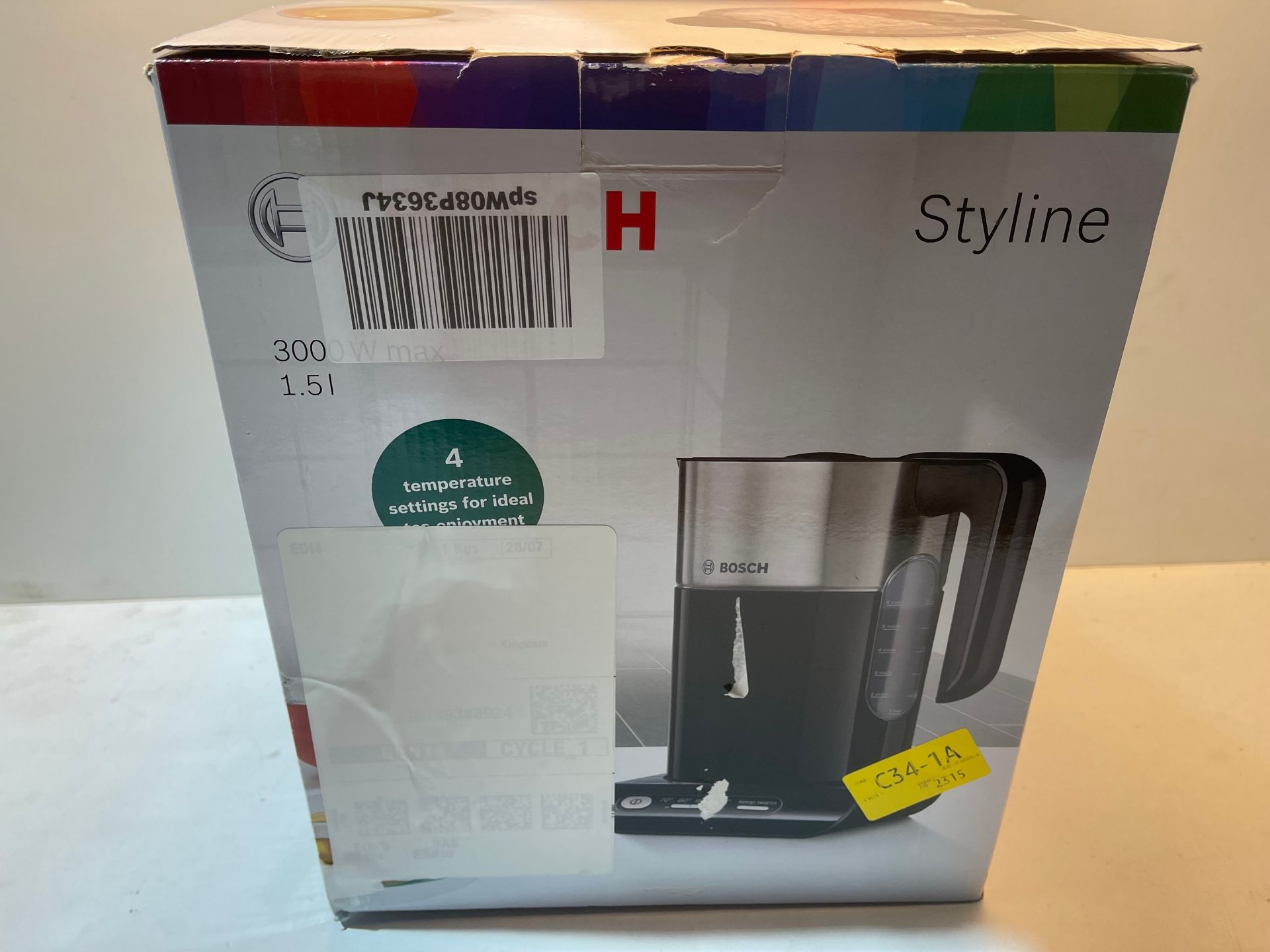 Bosch Styline TWK8633GB Variable Temperature Cordless Kettle, 1.5 Litres, 3000W - Black Â£59. - Image 2 of 2