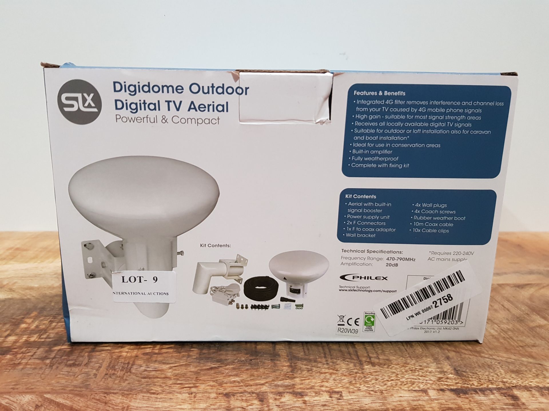 Outdoor Aerial, SLx Digidome For TV Digital Freeview HD 360Â° Omni Directional Amplified Antenna