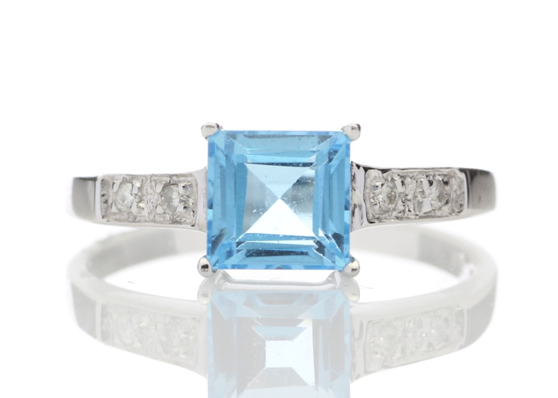 9ct White Gold Diamond And Blue Topaz Ring 0.04 Carats - Valued by GIE £1,170.00 - 9ct White Gold