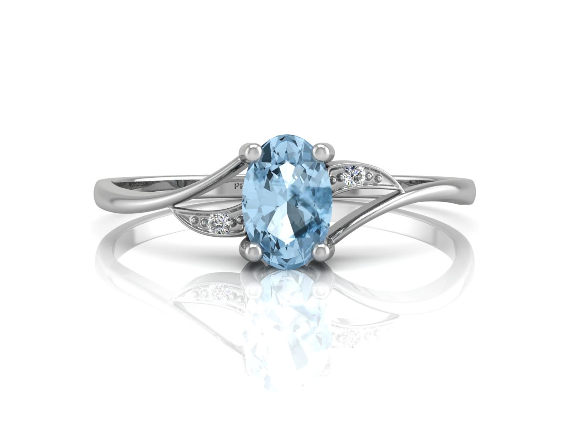 9ct White Gold Diamond And Blue Topaz Ring 0.01 Carats - Valued by AGI £625.00 - 9ct White Gold - Image 4 of 5