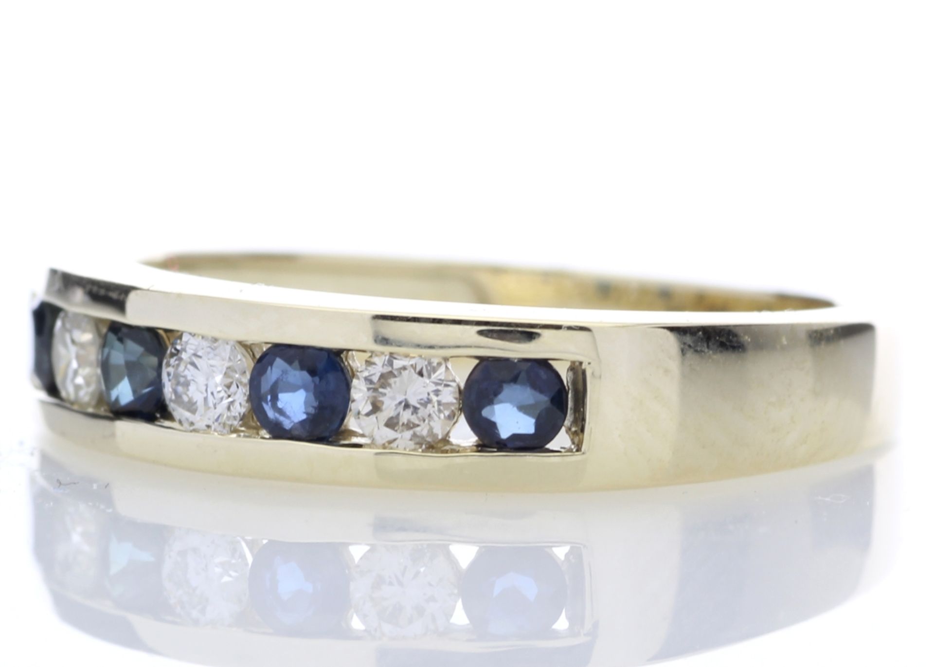 9ct Yellow Gold Channel Set Semi Eternity Diamond Ring 0.25 (Sapphire) Carats - Valued by GIE £2, - Image 2 of 5