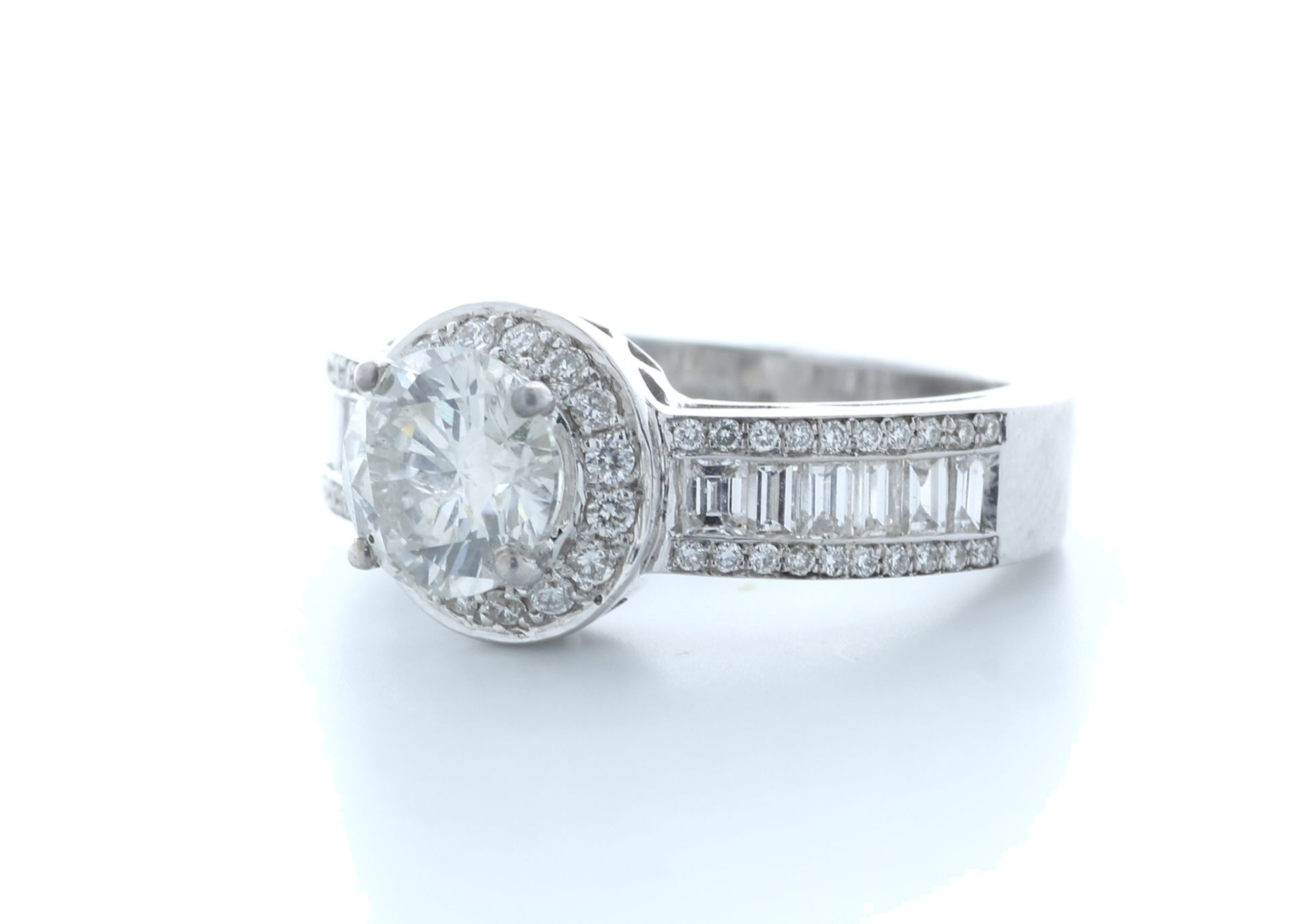 18ct White Gold Single Stone With Halo Setting Ring 2.62 (1.22) Carats - Valued by IDI £26,000. - Image 2 of 5