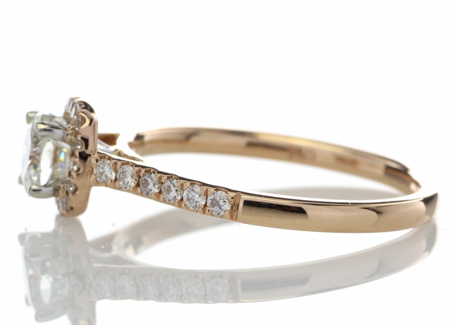 18ct Rose Gold Single Stone With Halo Setting Ring (0.50) 0.74 Carats - Valued by AGI £4,386.00 - - Image 3 of 5