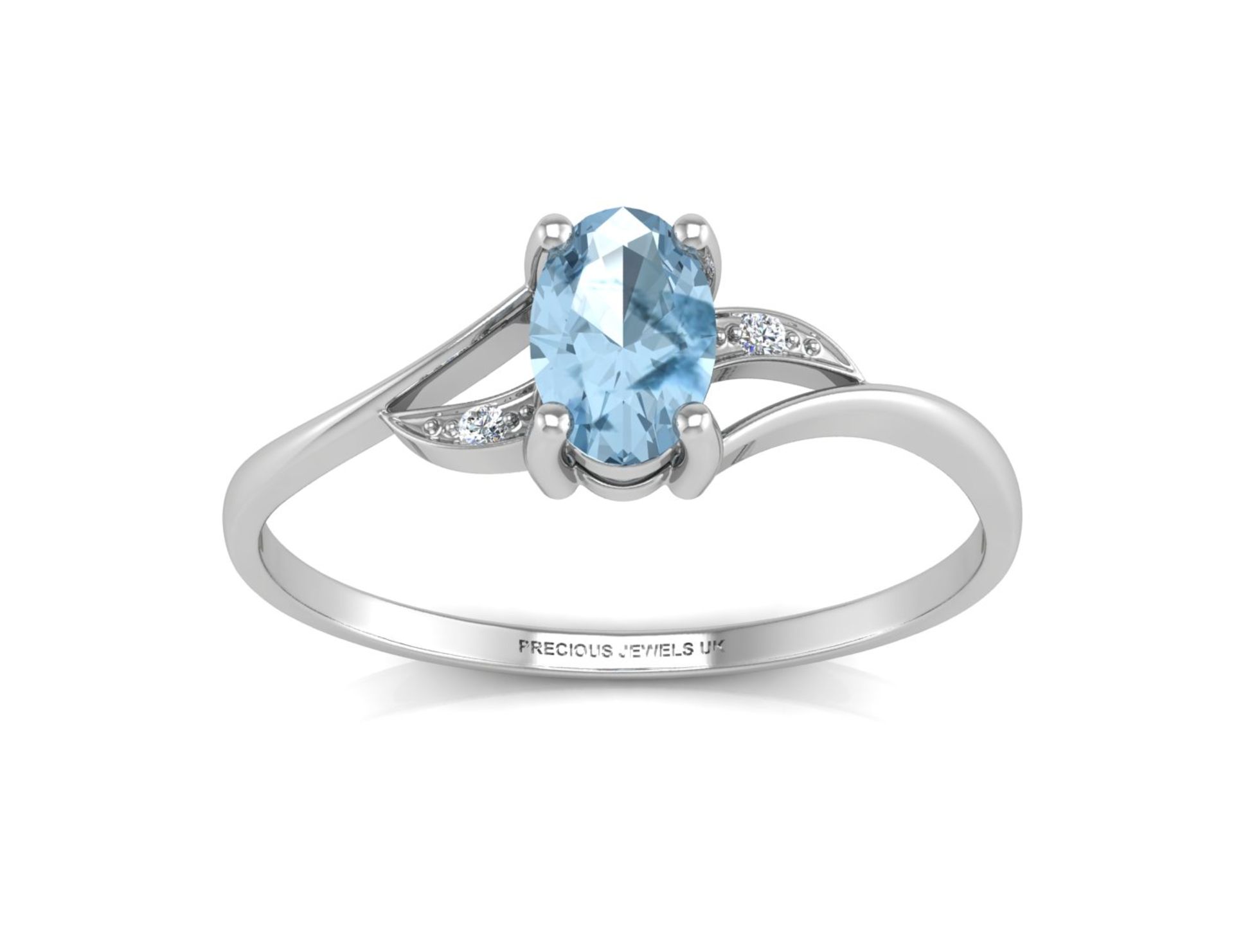 9ct White Gold Diamond And Blue Topaz Ring 0.01 Carats - Valued by AGI £625.00 - 9ct White Gold - Image 3 of 5