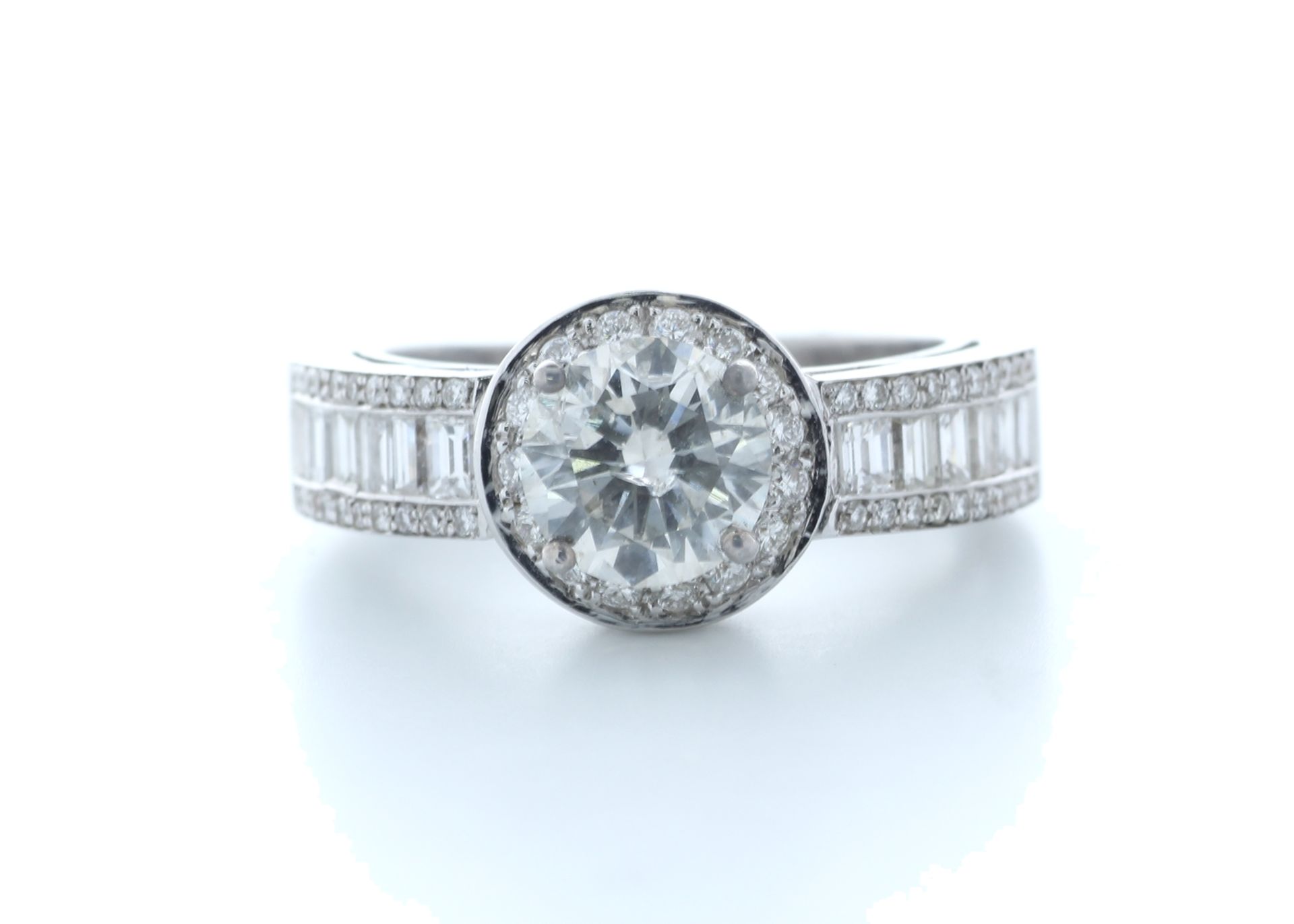 18ct White Gold Single Stone With Halo Setting Ring 2.62 (1.22) Carats - Valued by IDI £26,000.