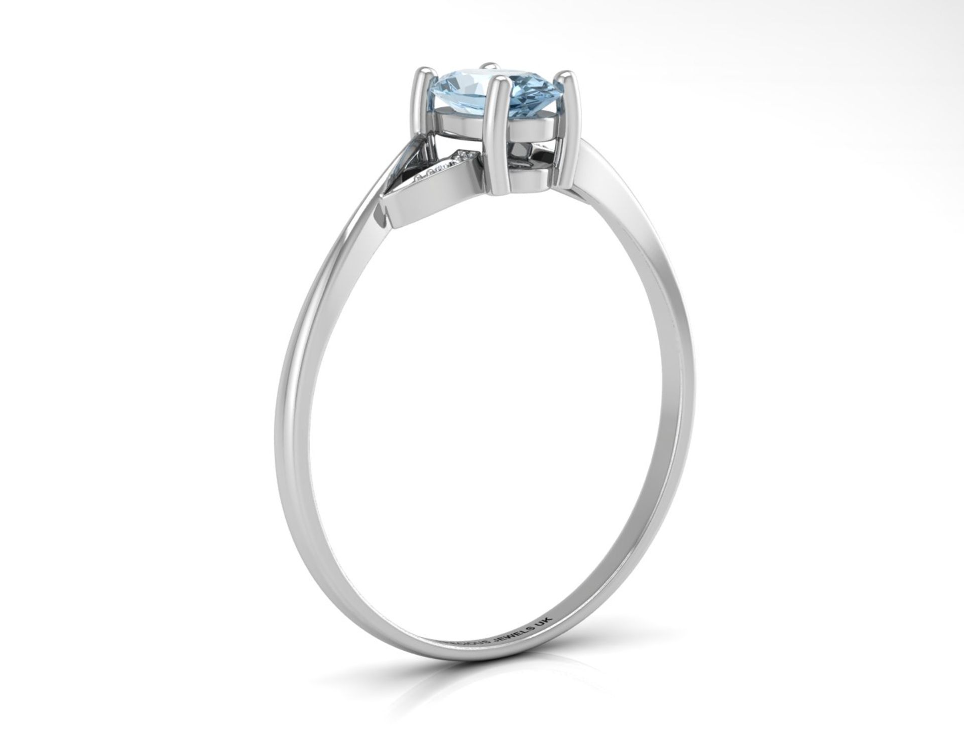 9ct White Gold Diamond And Blue Topaz Ring 0.01 Carats - Valued by AGI £625.00 - 9ct White Gold - Image 2 of 5