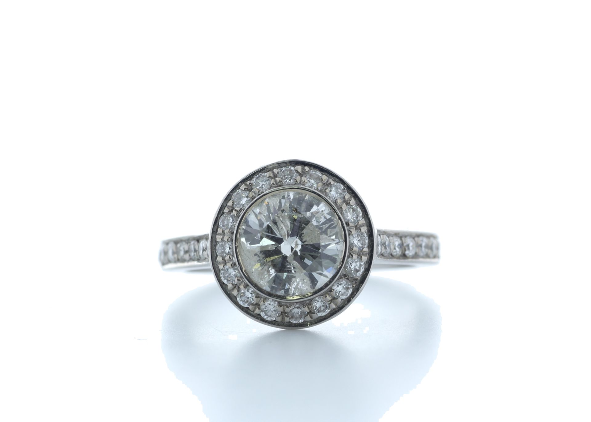 18ct White Gold Single Stone With Halo Setting Ring 2.00 (1.50) Carats - Valued by IDI £21,000.