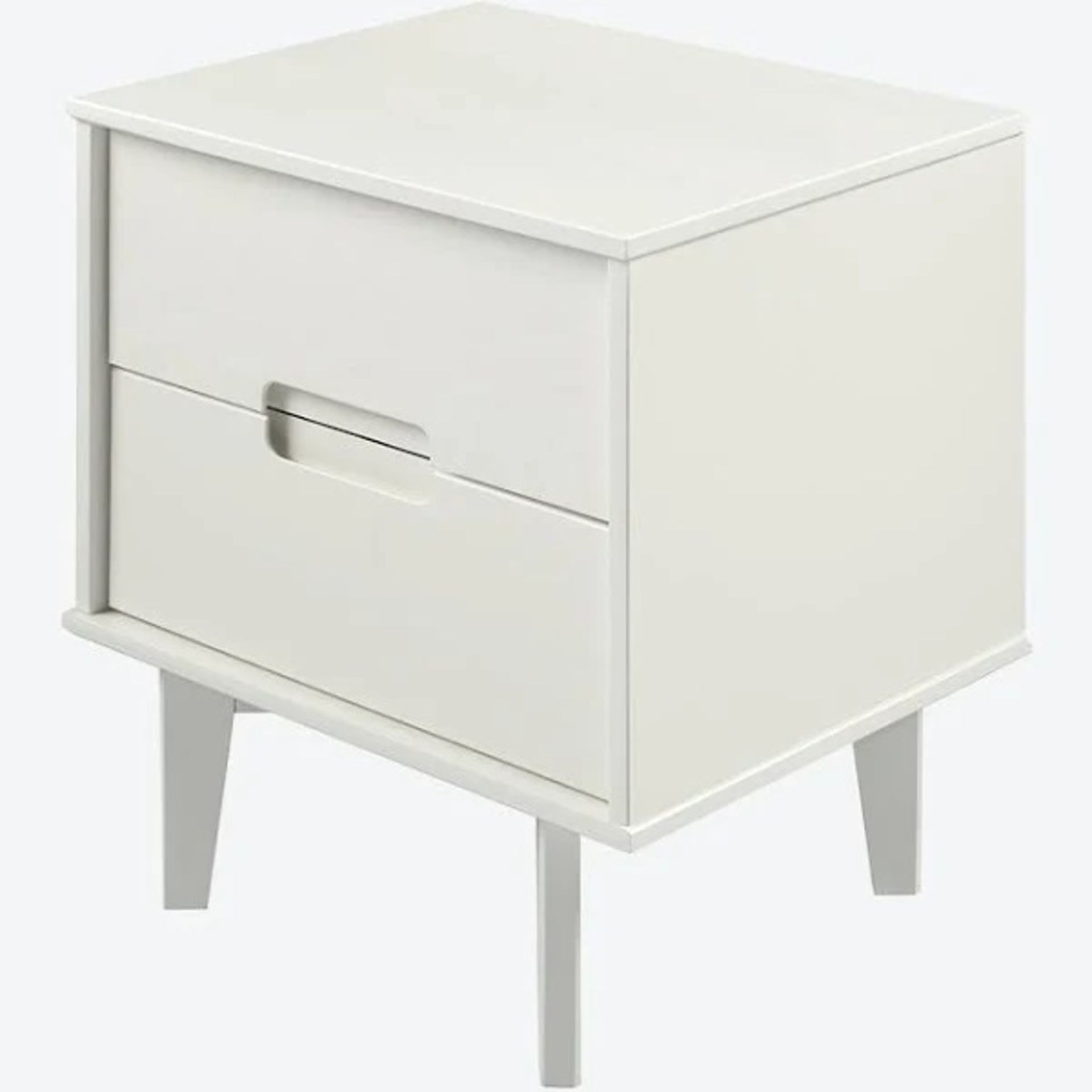 BOXED 2-DRAWER GROOVE HANDLE SOLID WOOD NIGHTSTAND WHITE RRP £154.00 (AS SEEN IN WAYFAIR)Condition