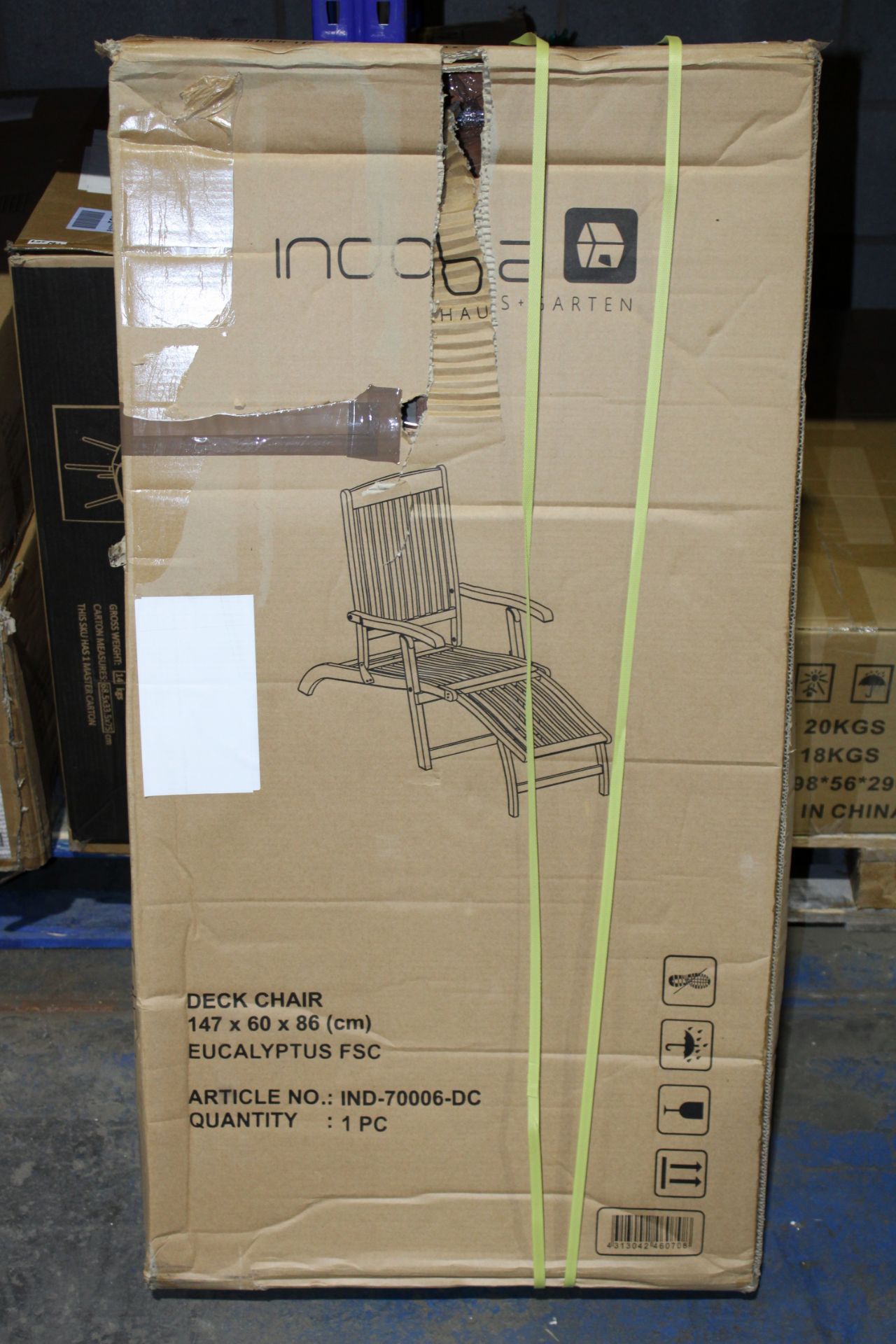 BOXED INCOBA HOUSE & GARDEN DECK CHAIR EUCALYPTUS FSC RRP £137.00 (AS SEEN IN WAYFAIR)Condition - Image 2 of 2