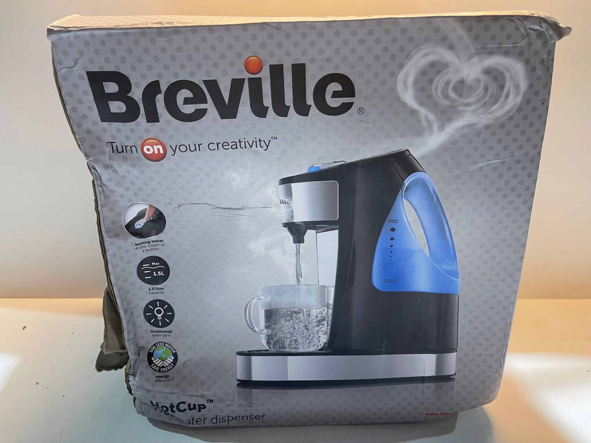 Breville HotCup Hot Water Dispenser, 3 KW Fast Boil, 1.5 Litre, Gloss Black [VKJ142] £39.00Condition