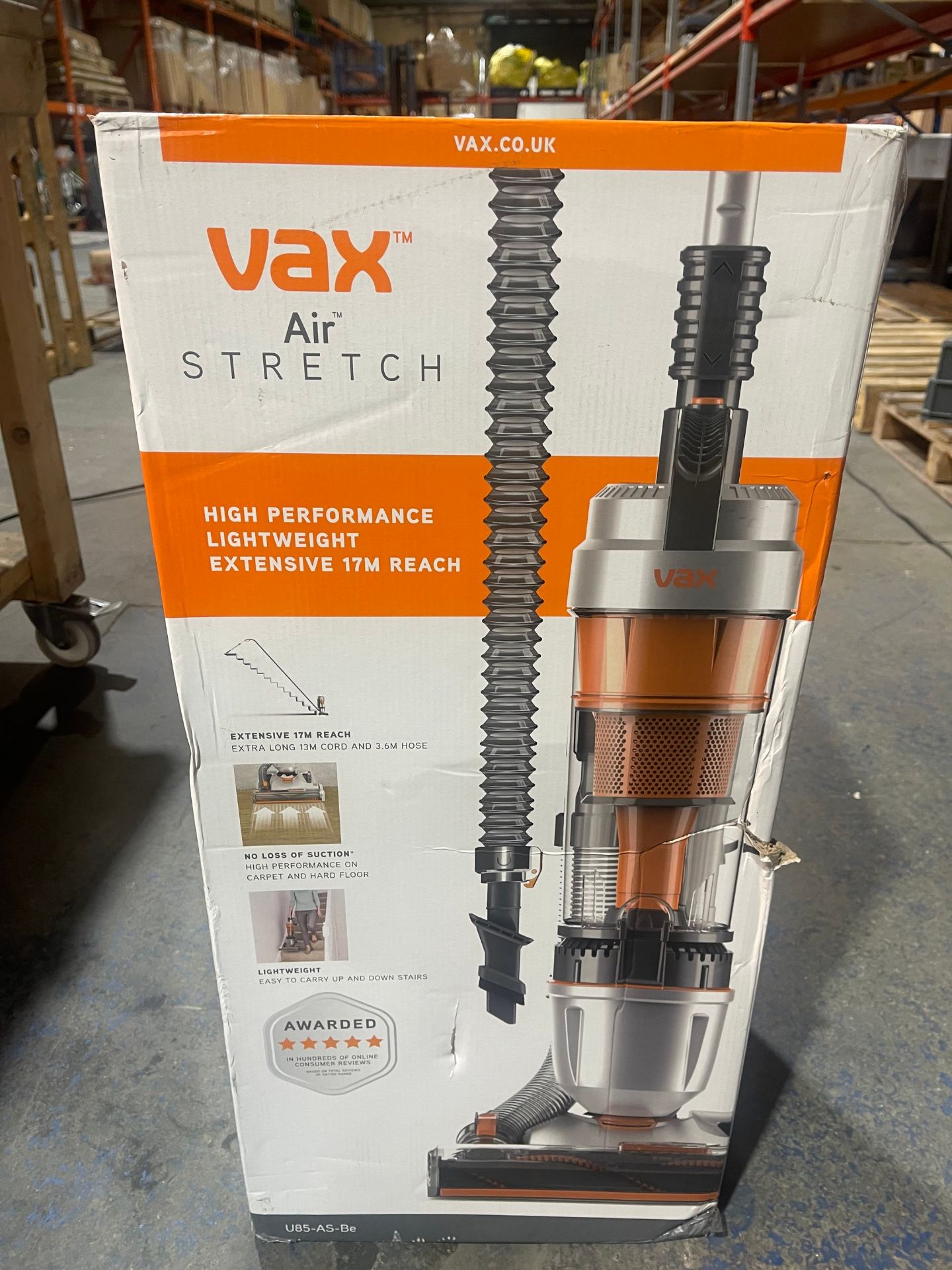Vax U85-AS-Be Air Stretch Upright Vacuum, 1.5 Litre, 820 W - Silver/Orange[Energy Class A] £99.