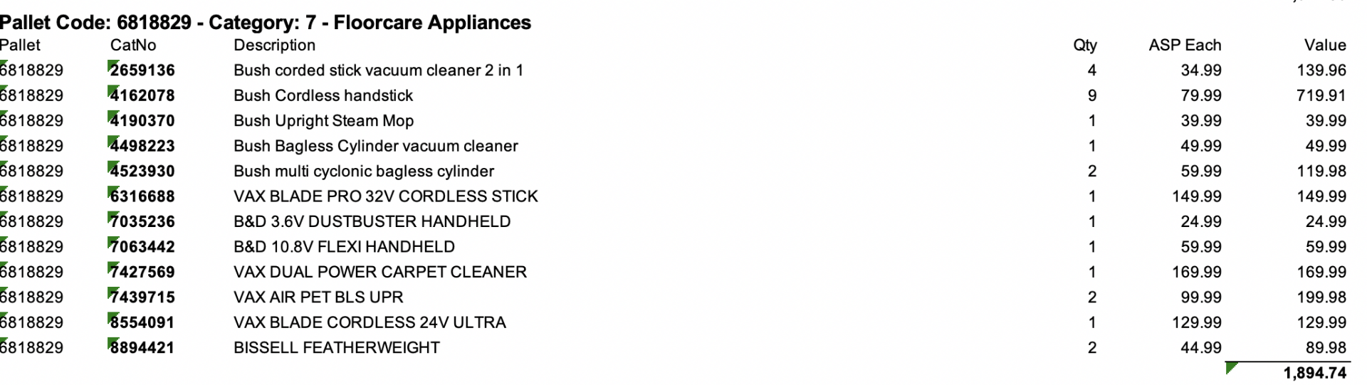 PALLET- X26 FLOORCARE APPLIANCES- TOTAL RRP-£1,894.74 Condition Report Appraisal Available on - Image 3 of 3