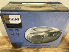 Philips AZ127 Portable CD Player with Radio, Cassette, Dynamic Bass Boost, Audio-In (3.5 mm), Silver