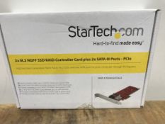 StarTech.com 2x M.2 NGFF SSD RAID Controller Card plus 2x SATA III Ports - PCIe - Two Slot PCI