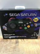 Retro-Bit Official SEGA Saturn 2.4Ghz Wireless Arcade Pad for MEGA DRIVE MINI CONSOLE, Sega Mega