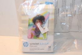 RRP £29.99 HP HPIZL2X350 Sprocket 2.3 x 3.4" Premium Zink Sticky Back Photo Paper